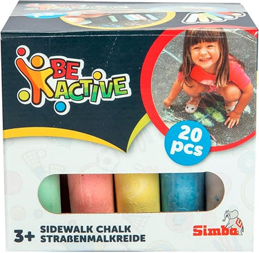 Simba 20 Straßenmalkreiden, 5 Farben: Blau, Gelb, Rot, Grün, Weiß, 2,5x10,5cm, ab 3 Jahren